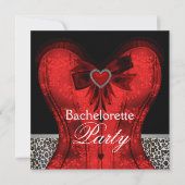 Invitation Red Damask Corset Leopard Bachelorette (Devant)