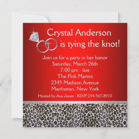 Invitation Red Damask Corset Leopard Bachelorette (Dos)