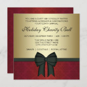 Invitation Red Damask Gold Black Cravate Corporate Party (Devant / Derrière)