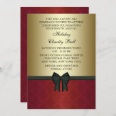 Invitation Red Damask Gold Black Cravate Corporate Party (Devant / Derrière)