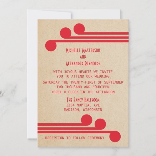 Invitation Red Deco Chic Wedding (Devant)