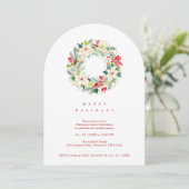 Invitation Red Delicate Chic Winter Christmas Wreath Party (Debout devant)