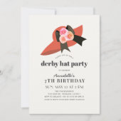 Invitation Red Derby Casquette Rose Fille Anniversaire Invita (Devant)