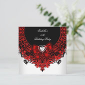 Invitation Red Diamond Heart Red Black White Anniversaire Par (Debout devant)