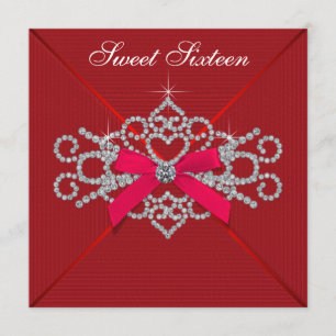 Invitation Red Diamond Red Sweet 16 Anniversaire