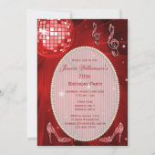 Invitation Red Disco Ball and Heels 70e anniversaire (Dos)