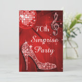 Invitation Red Disco Ball and Heels 70e anniversaire surprise (Debout devant)