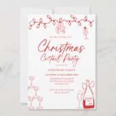 Invitation Red Doodle Christmas Coctail Party (Devant)