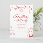 Invitation Red Doodle Christmas Coctail Party (Debout devant)