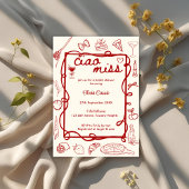 Invitation Red Doodle Ciao Miss Italian Bridal Shower