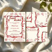 Invitation Red Doodle Ciao Miss Italian Bridal Shower