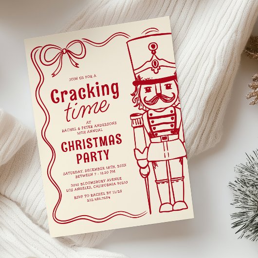 Invitation Red Doodle Nutcracker Christmas Holiday Party
