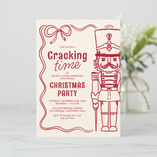 Invitation Red Doodle Nutcracker Christmas Holiday Party (Debout devant)