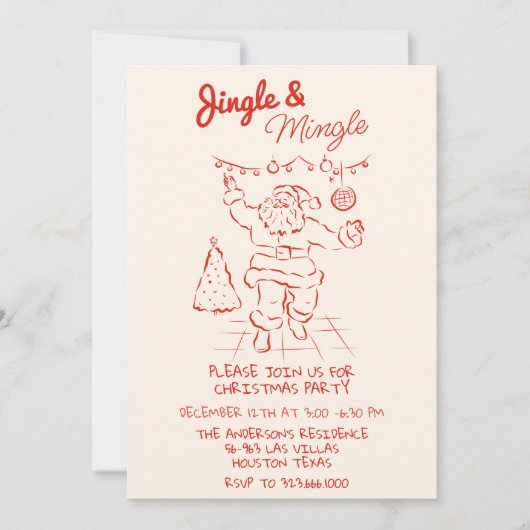 Invitation Red Draen Jingle & Mingle Christmas Père Noël Part (Devant)