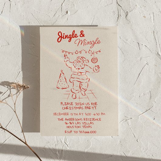 Invitation Red Draen Jingle & Mingle Christmas Père Noël Part
