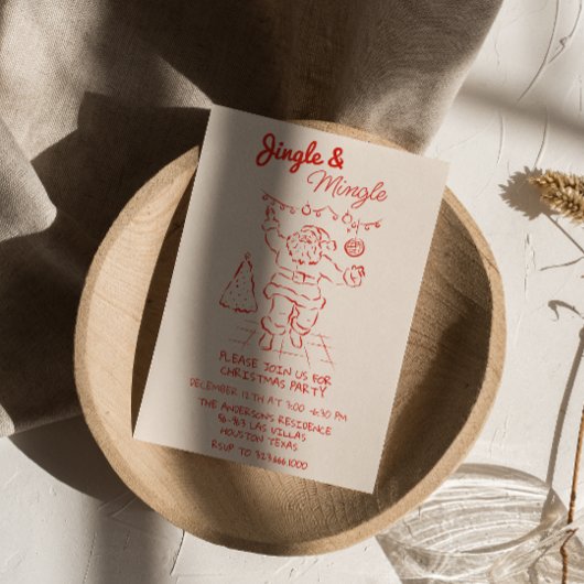 Invitation Red Draen Jingle & Mingle Christmas Père Noël Part