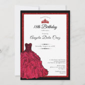 Invitation Red Dress and Tiara 18th Birthday Debut (Devant)