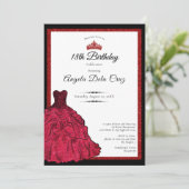 Invitation Red Dress and Tiara 18th Birthday Debut (Debout devant)