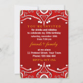 Invitation Red Eastern Batik Tribal Anniversaire Soirée (Dos)