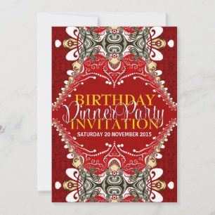 Invitation Red Eastern Batik Tribal Anniversaire Soirée