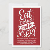 Invitation Red Eat Drink and Be Joyeux Noël virtuel (Devant)