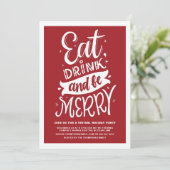 Invitation Red Eat Drink and Be Joyeux Noël virtuel (Debout devant)