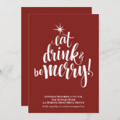 Invitation Red Eat Drink & Be Joyeux Noël Party (Devant / Derrière)