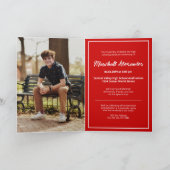 Invitation Red Edgy Abstrait Torn Photo Graduation (Intérieur)