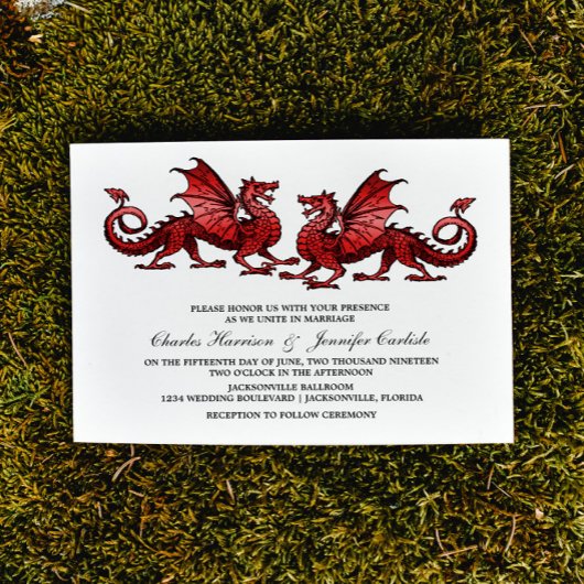 Invitation Red Elegant Dragon Wedding