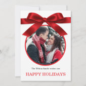 Invitation Red Elegant Merry Christmas Greeting Photo  (Devant)