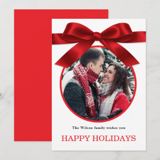 Invitation Red Elegant Merry Christmas Greeting Photo 