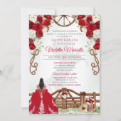 Invitation Red Elegant Rustic Western Charro Quinceanera (Devant)
