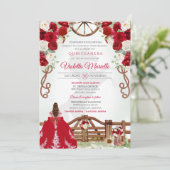 Invitation Red Elegant Rustic Western Charro Quinceanera V4 (Debout devant)