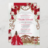Invitation Red Elegant Rustic Western Charro Quinceanera V4 (Devant / Derrière)