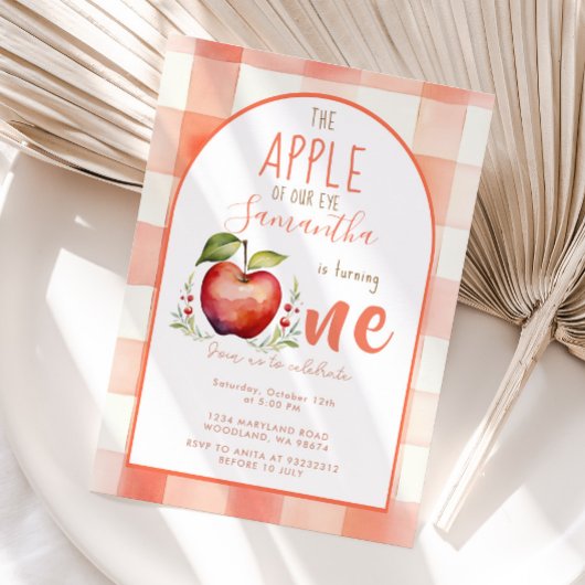 Invitation Red En vichy Apple Watercolor