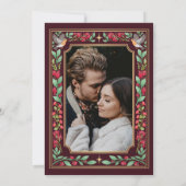 Invitation Red Enchanting Botanical Garden Wedding Photo (Dos)