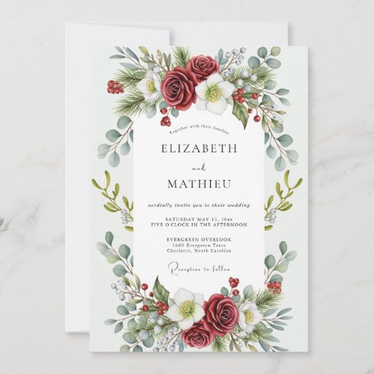 Invitation Red Enchanting Winter Wedding (Devant)
