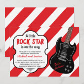 Invitation Red et Black Rock Star Rock a Bye Baby shower (Devant / Derrière)