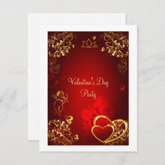 Invitation Red et Gold Love Design (Devant / Derrière)