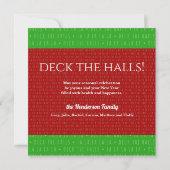 Invitation Red et Green Deck les Halls Reindeer Holiday (Dos)