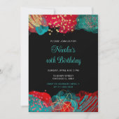 Invitation Red et Turquoise Blue Alcock Ink Anniversaire (Devant)