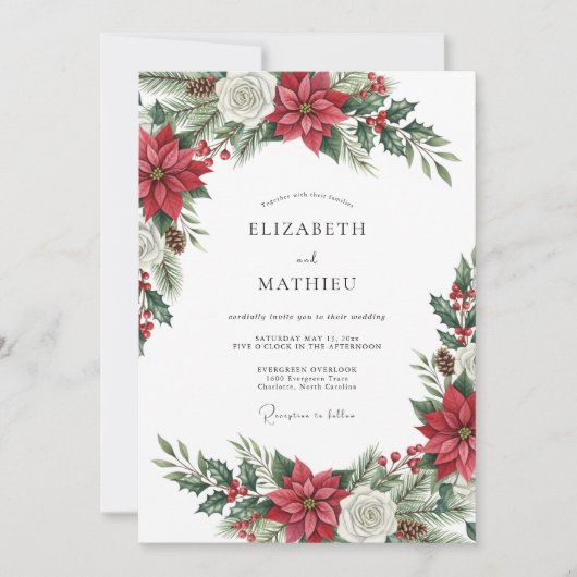 Invitation Red Exquisite Winter Wedding (Devant)