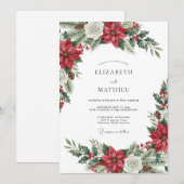 Invitation Red Exquisite Winter Wedding (Devant / Derrière)