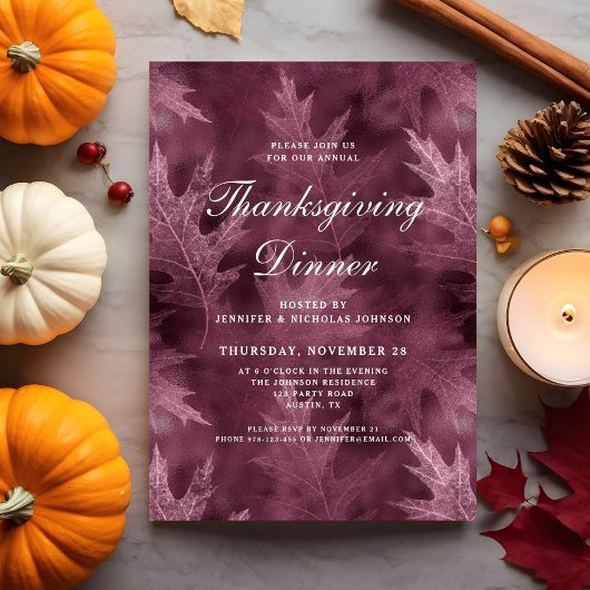 Invitation Red Fall quitte Thanksgiving Dîner