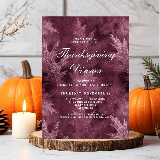 Invitation Red Fall quitte Thanksgiving Dîner
