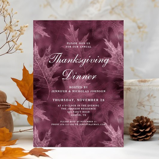 Invitation Red Fall quitte Thanksgiving Dîner