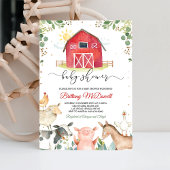 Invitation Red Farm Animals Boy Baby shower