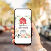 Invitation Red Farm Animals Boy Baby shower