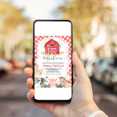 Invitation Red Farm Animals Boy Baby shower