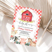 Invitation Red Farm Animals Boy Baby shower
